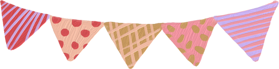 Thick Painterly Cute Birthday Bunting Flags